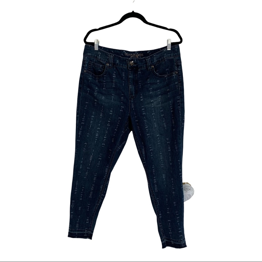 Melissa Mccarthy Seven‎ 7 16W Pencil Printed Jeans Raw Hem Slimming Silhouette.